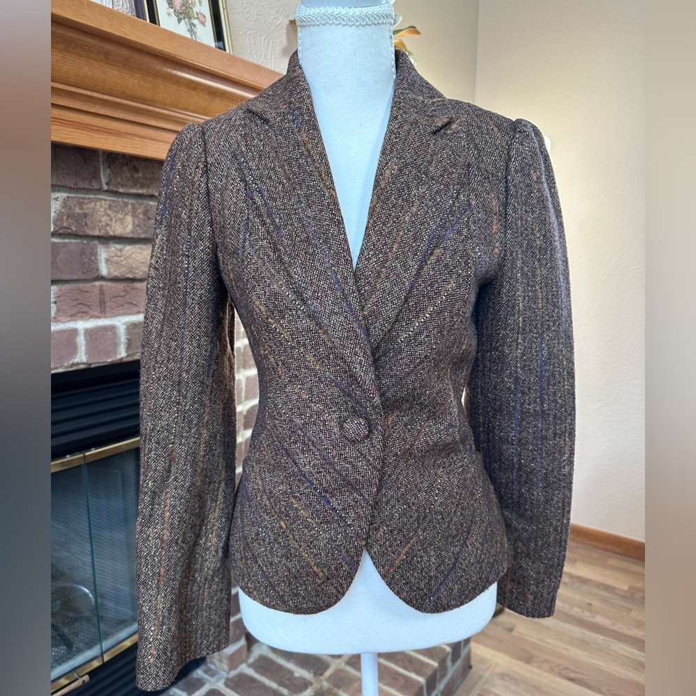 Banana Republic Brown Metallic Tweed Tailored Blazer Size 2
